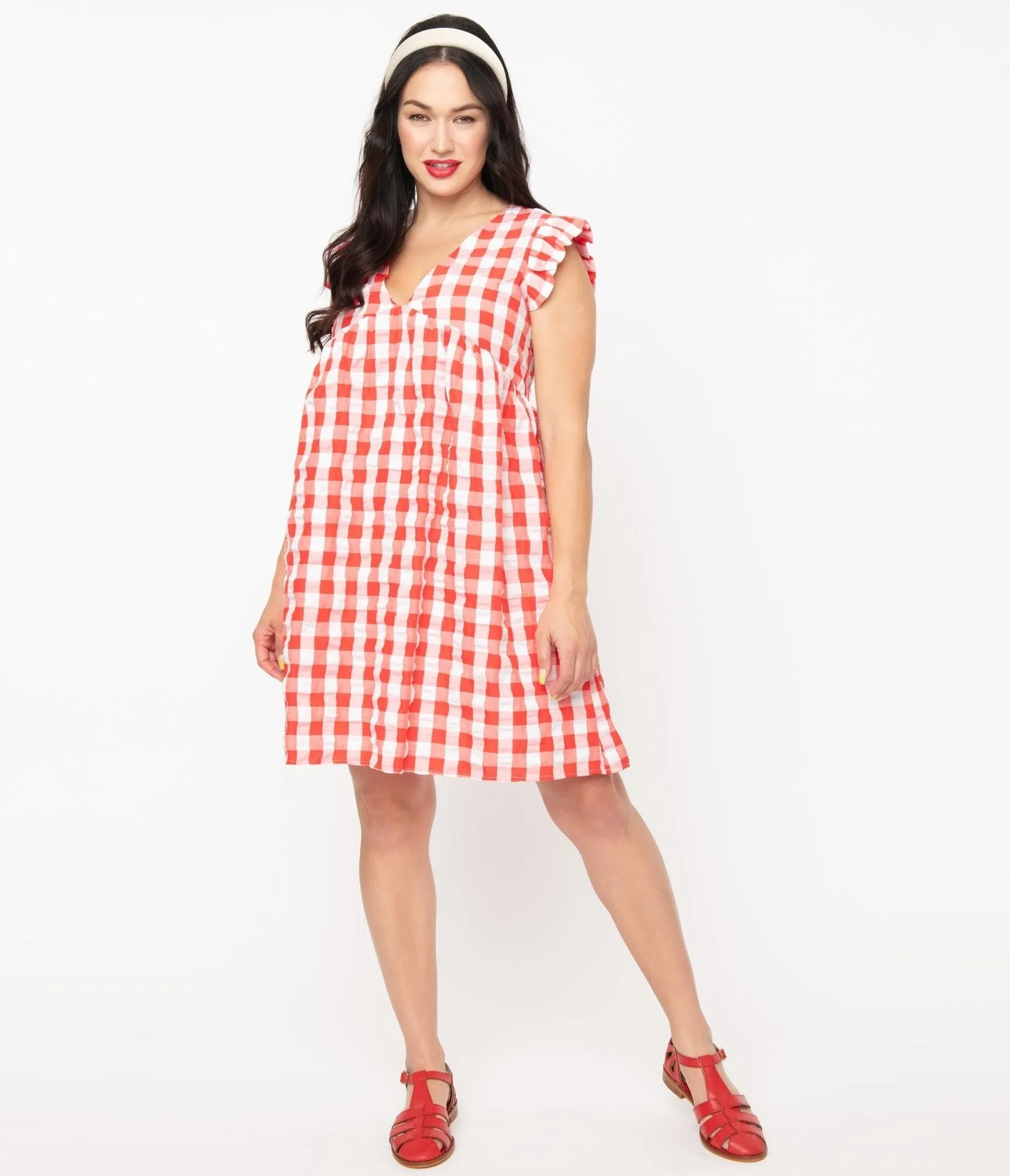 1970s Red & White Gingham Summer Dress