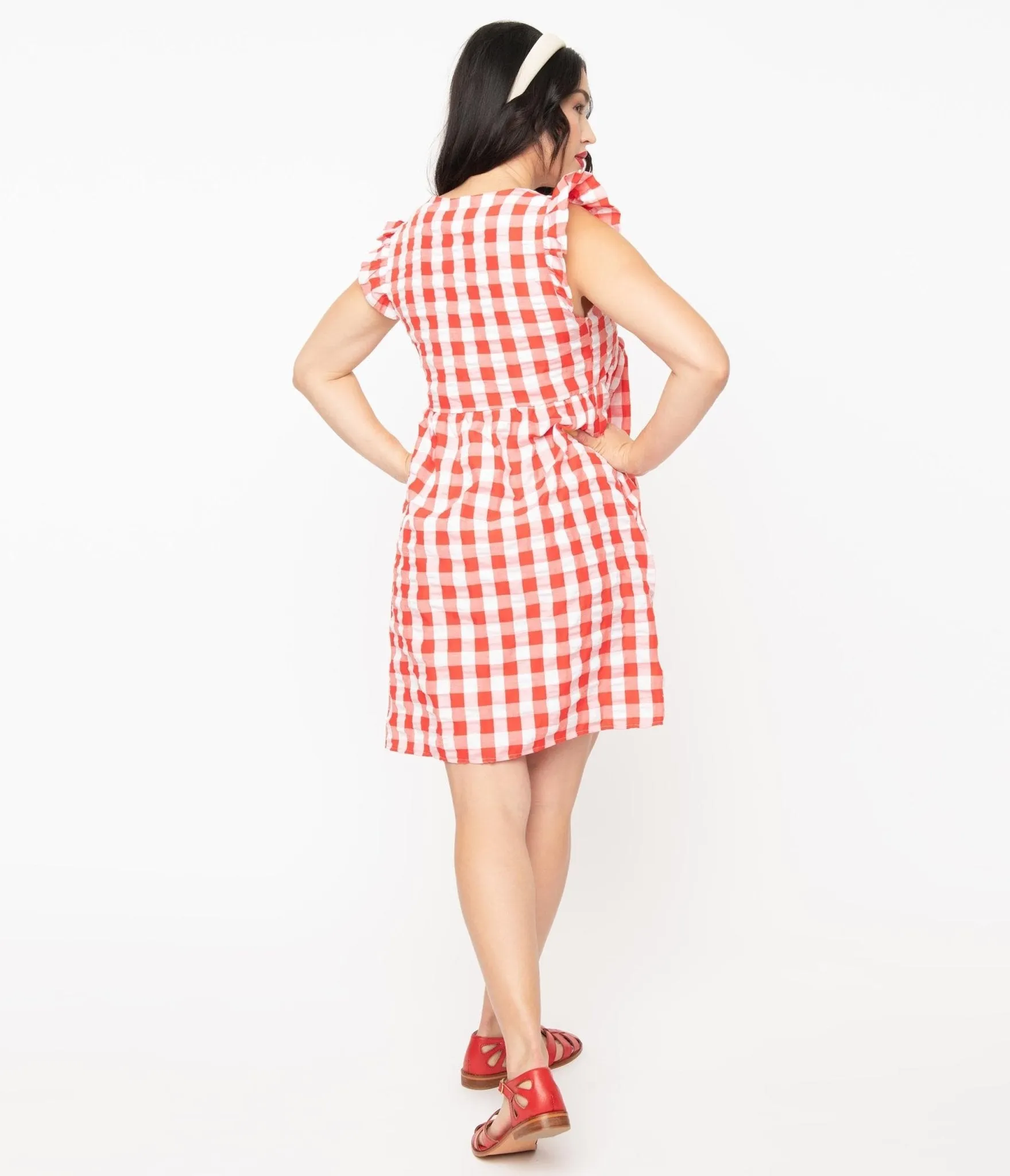 1970s Red & White Gingham Summer Dress