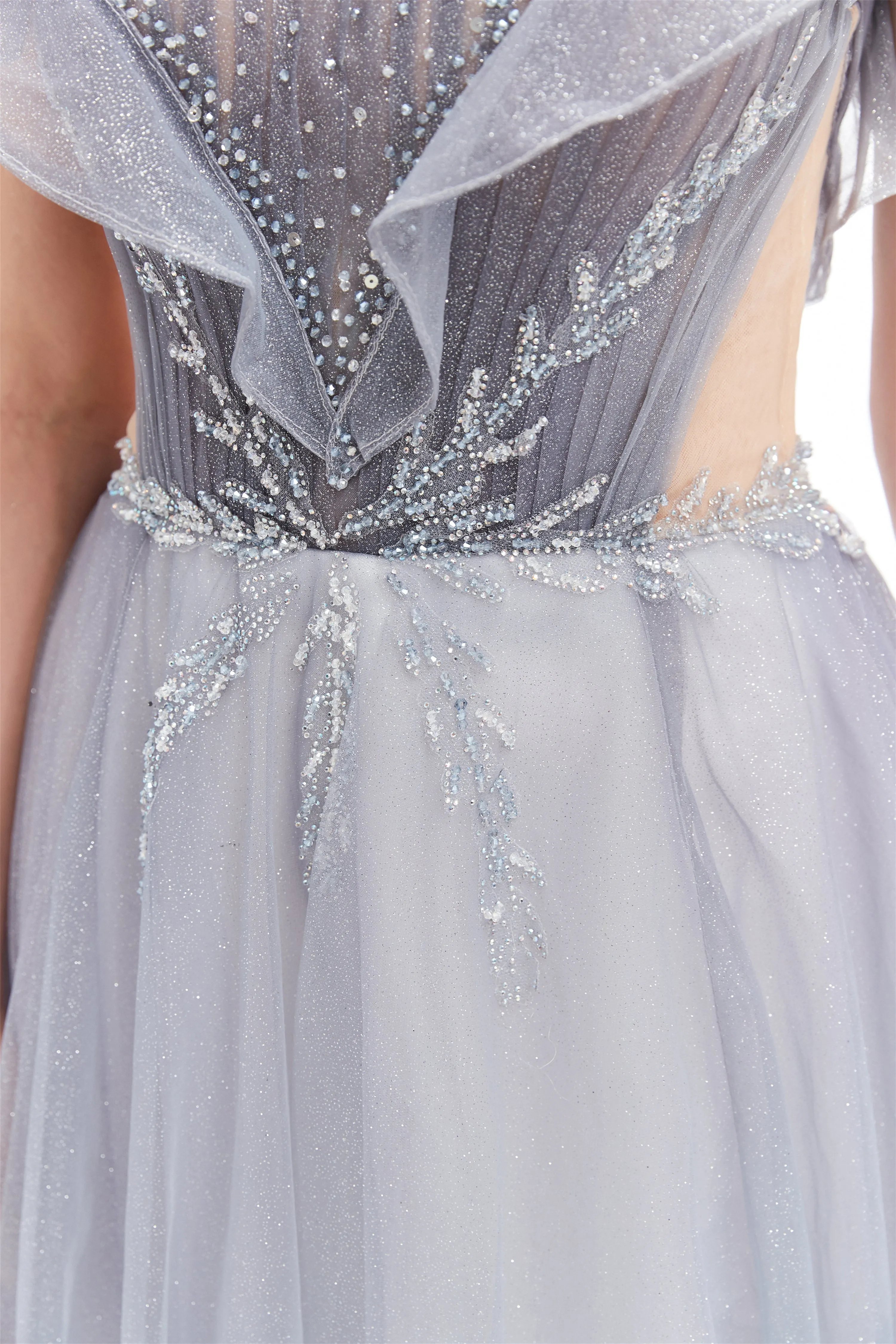 A Line Beads Mermaid Prom Dresses Slit Beading