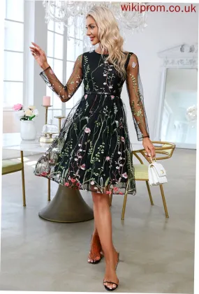 A-line Club Dresses Dresses Tulle Neck Mini Long Elegant Sleeves Leia Round