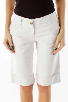 Beige Pocketed Cropped Pants