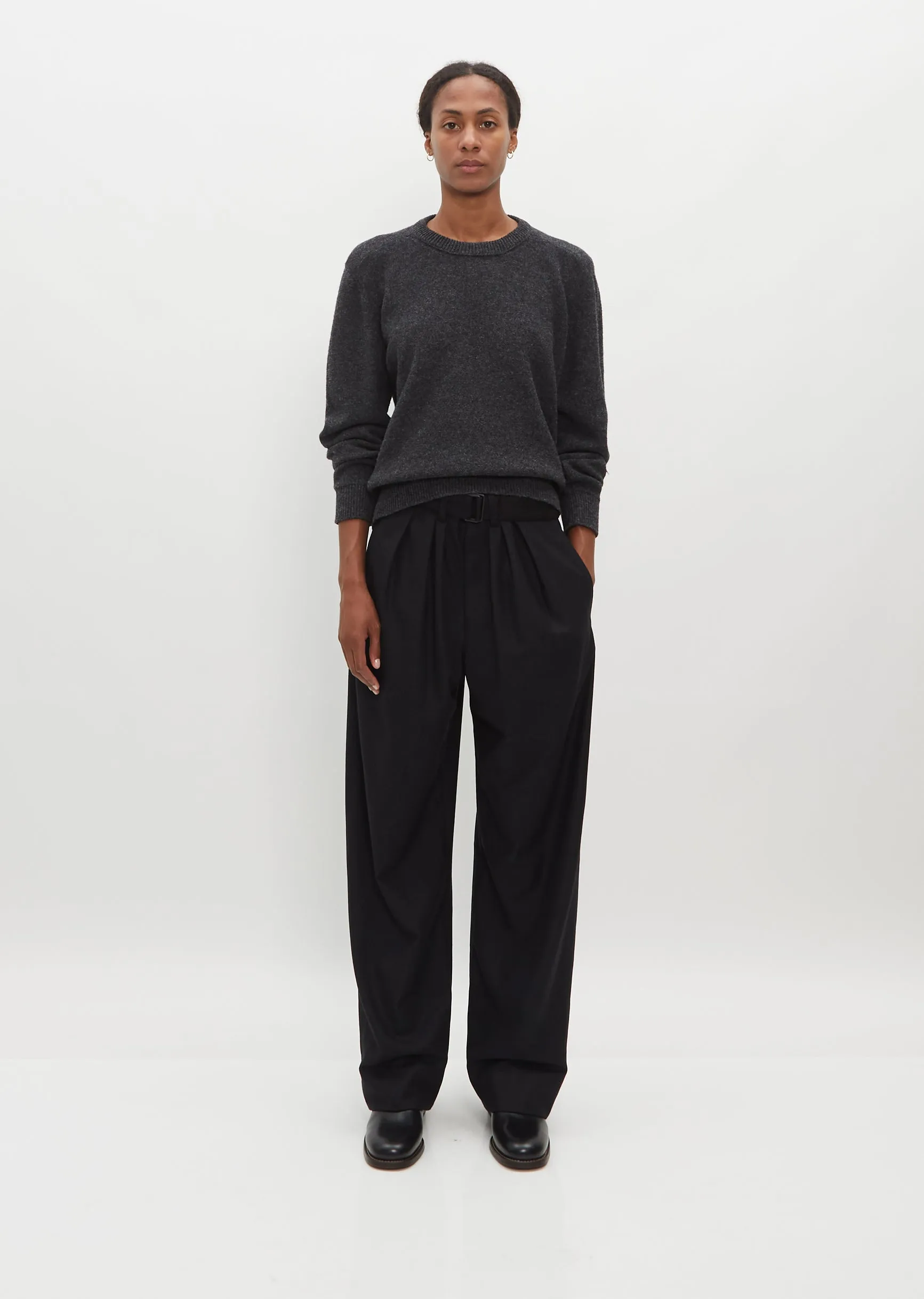 Belted Cropped Cashmere Pants