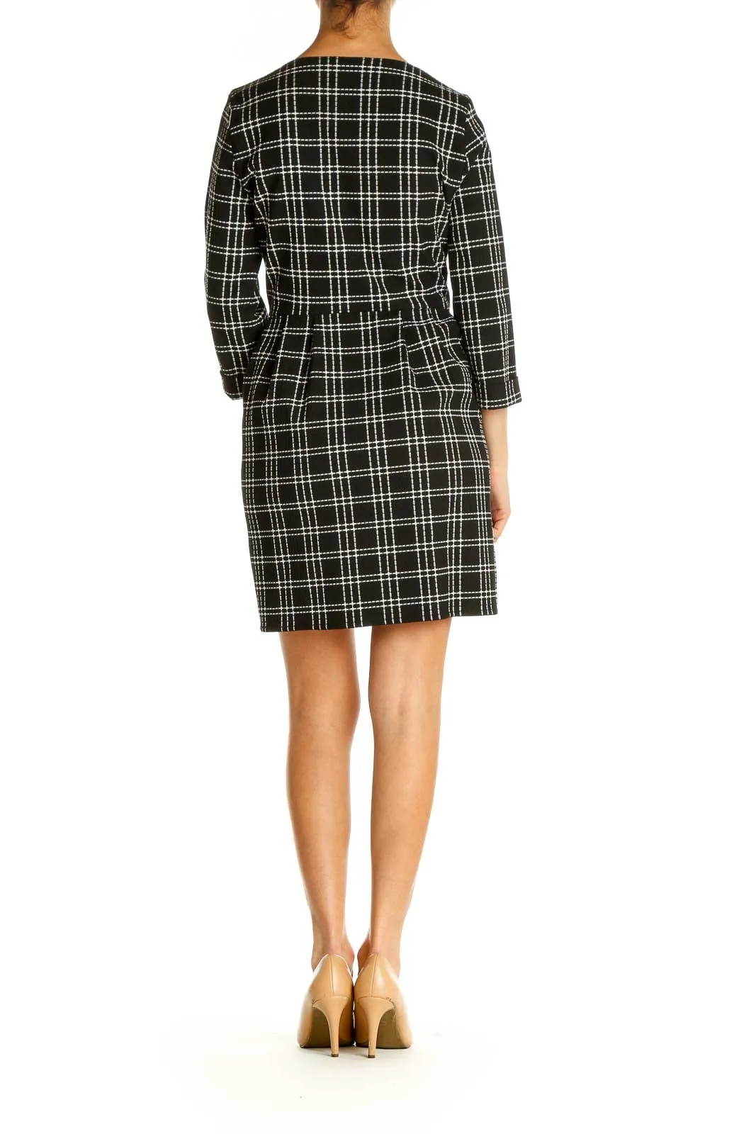 Black Checkered Day A-Line Dress