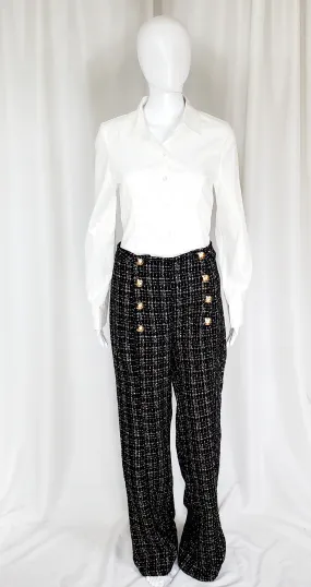 Black Tweed High Waisted Pants