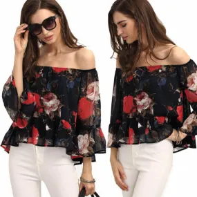 Blouse Off Shoulder Floral