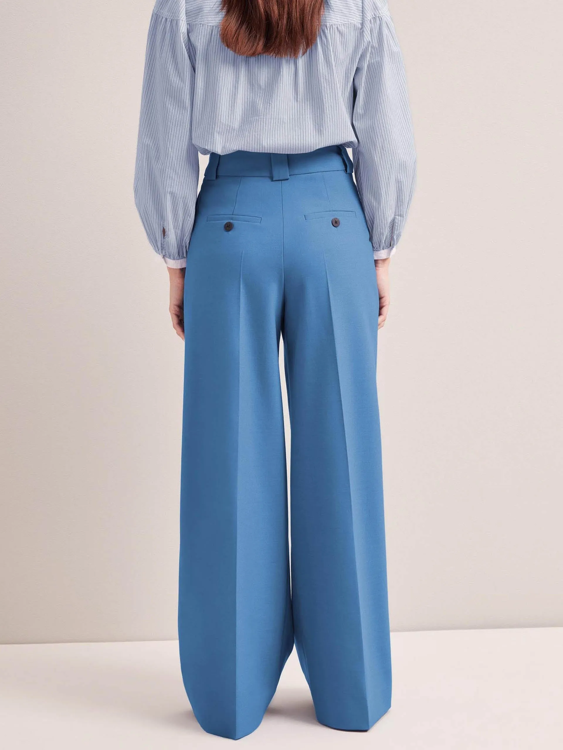 Blue Margot new wool wide leg trousers