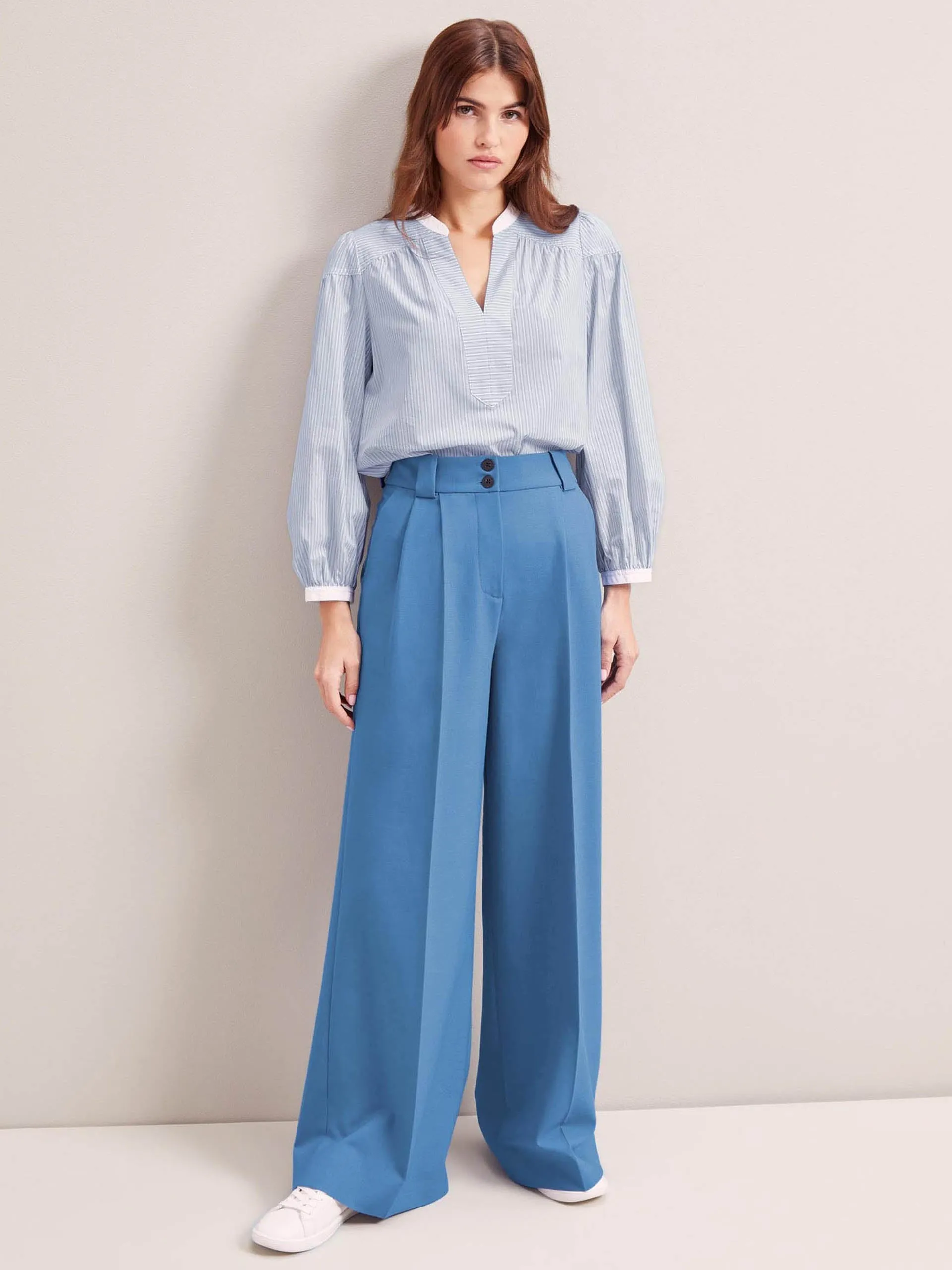 Blue Margot new wool wide leg trousers