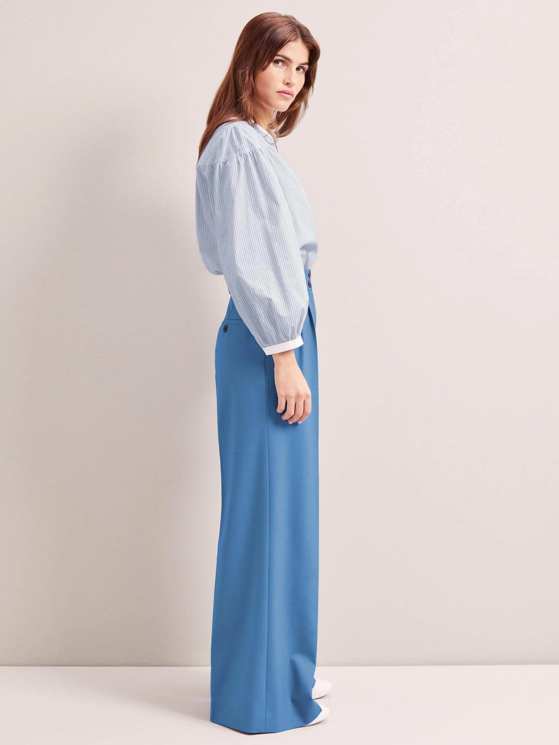 Blue Margot new wool wide leg trousers