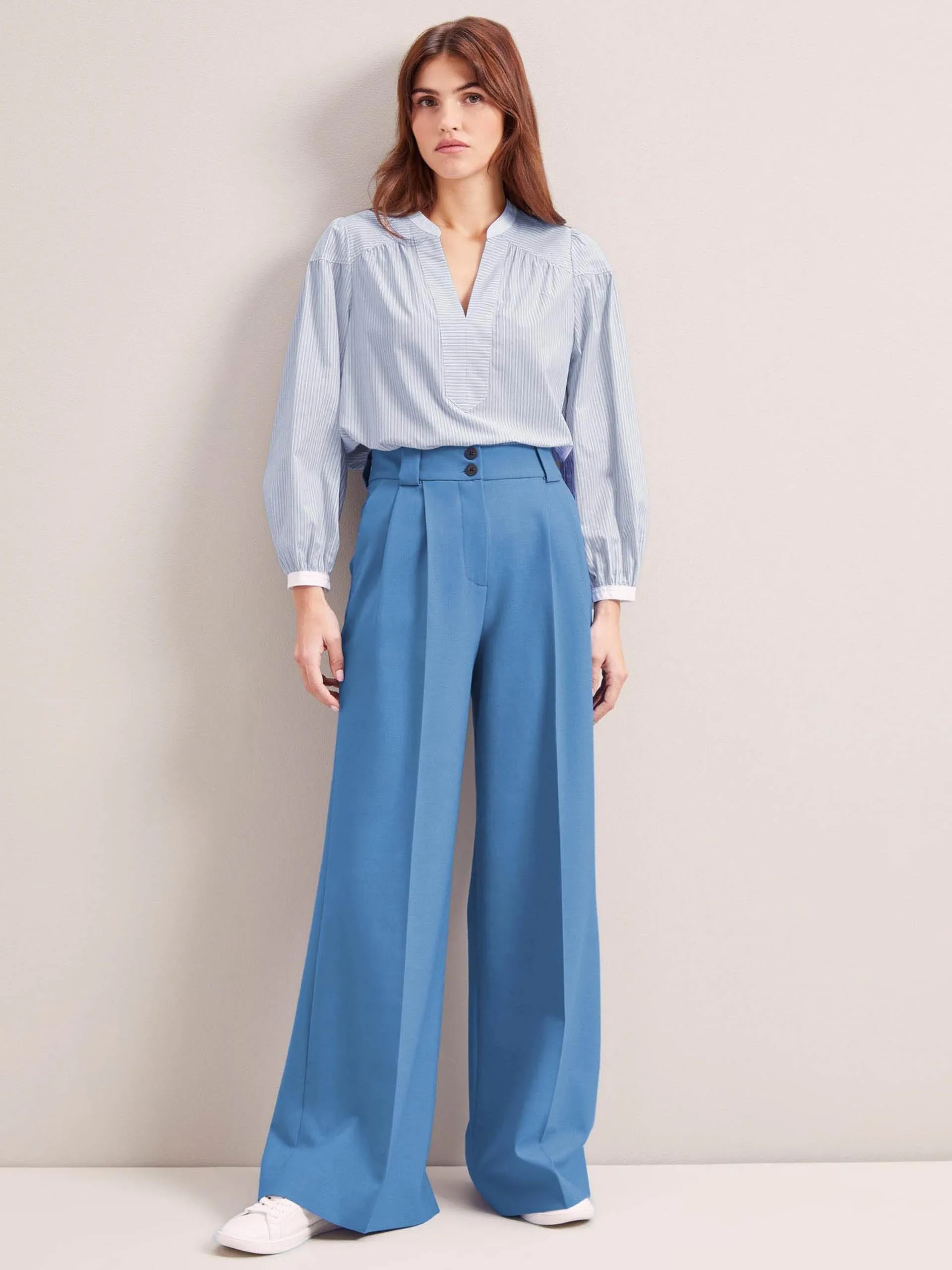 Blue Margot new wool wide leg trousers