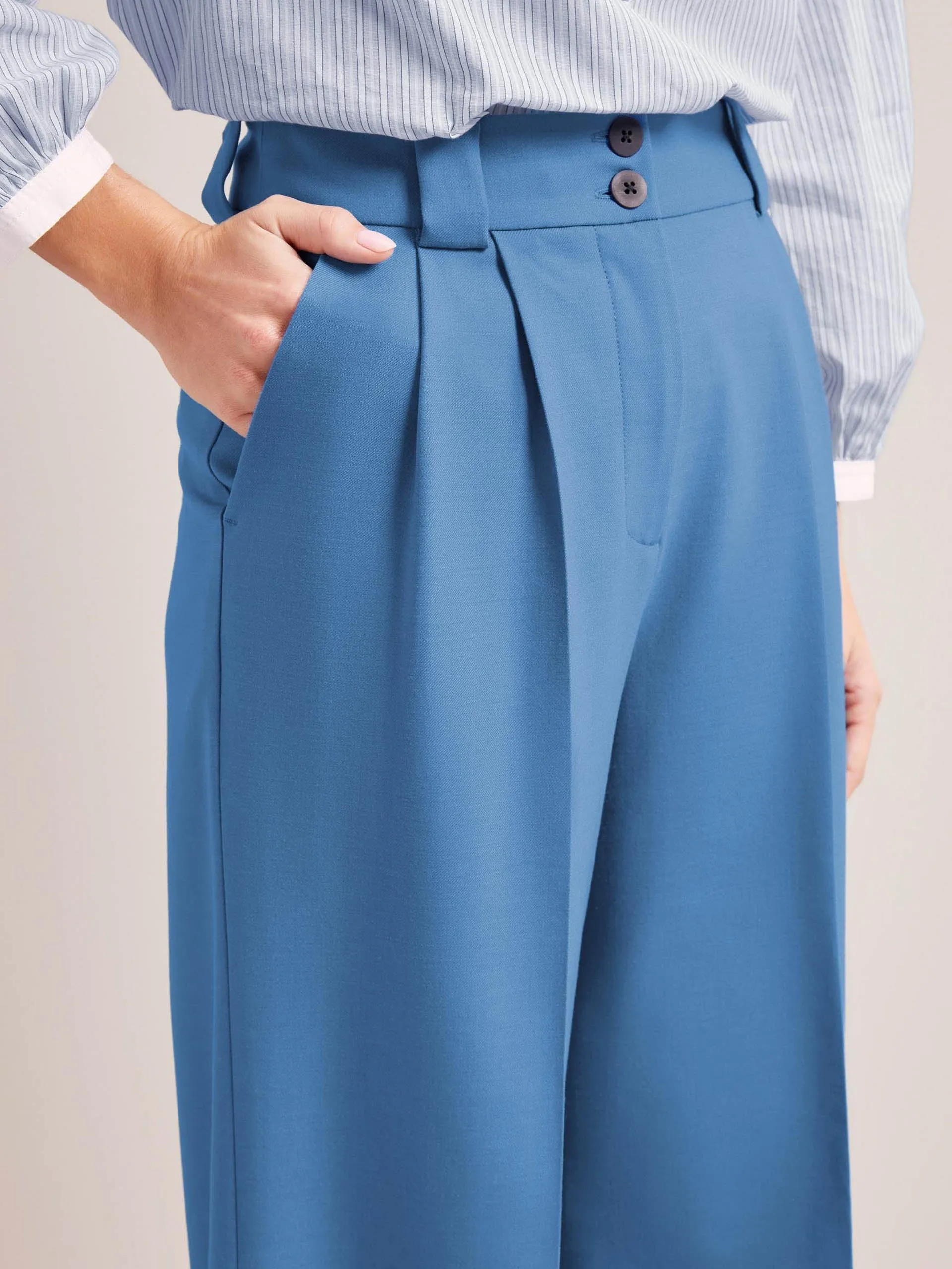 Blue Margot new wool wide leg trousers