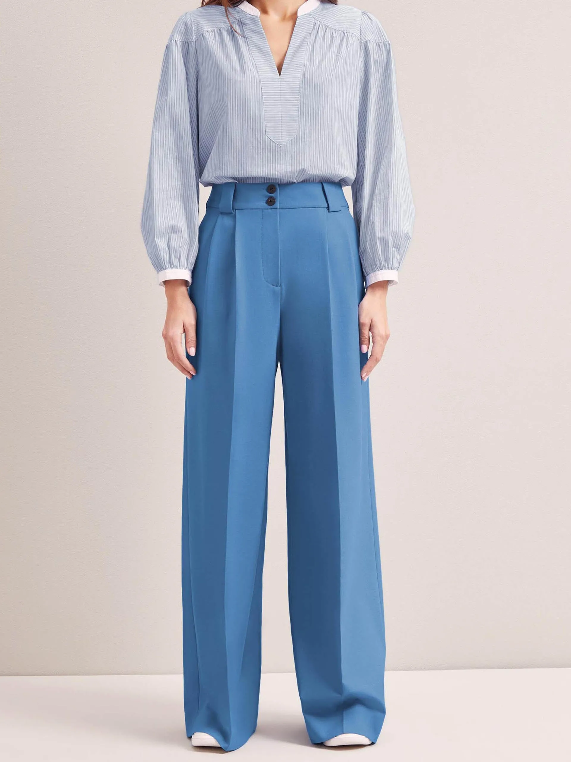 Blue Margot new wool wide leg trousers