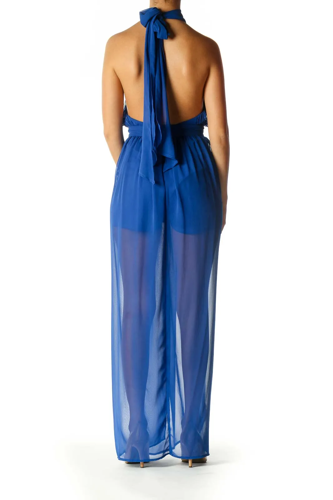 Blue Solid A-Line Dress