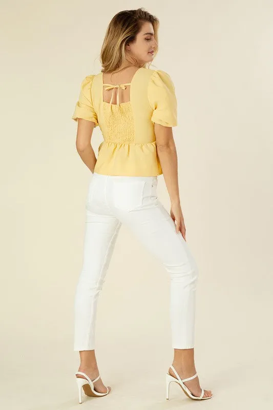 Bubbles sleeved blouse with peplum