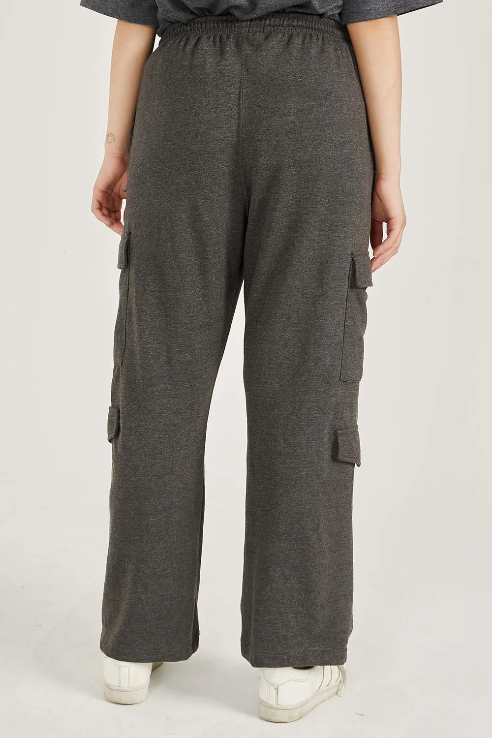 Charcoal Wide Legged Cargo Trousers - W