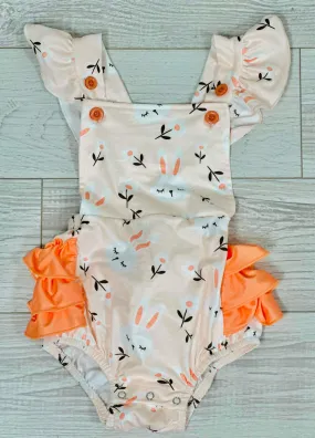 Classic Easter Bunny Ruffled Infant Romper