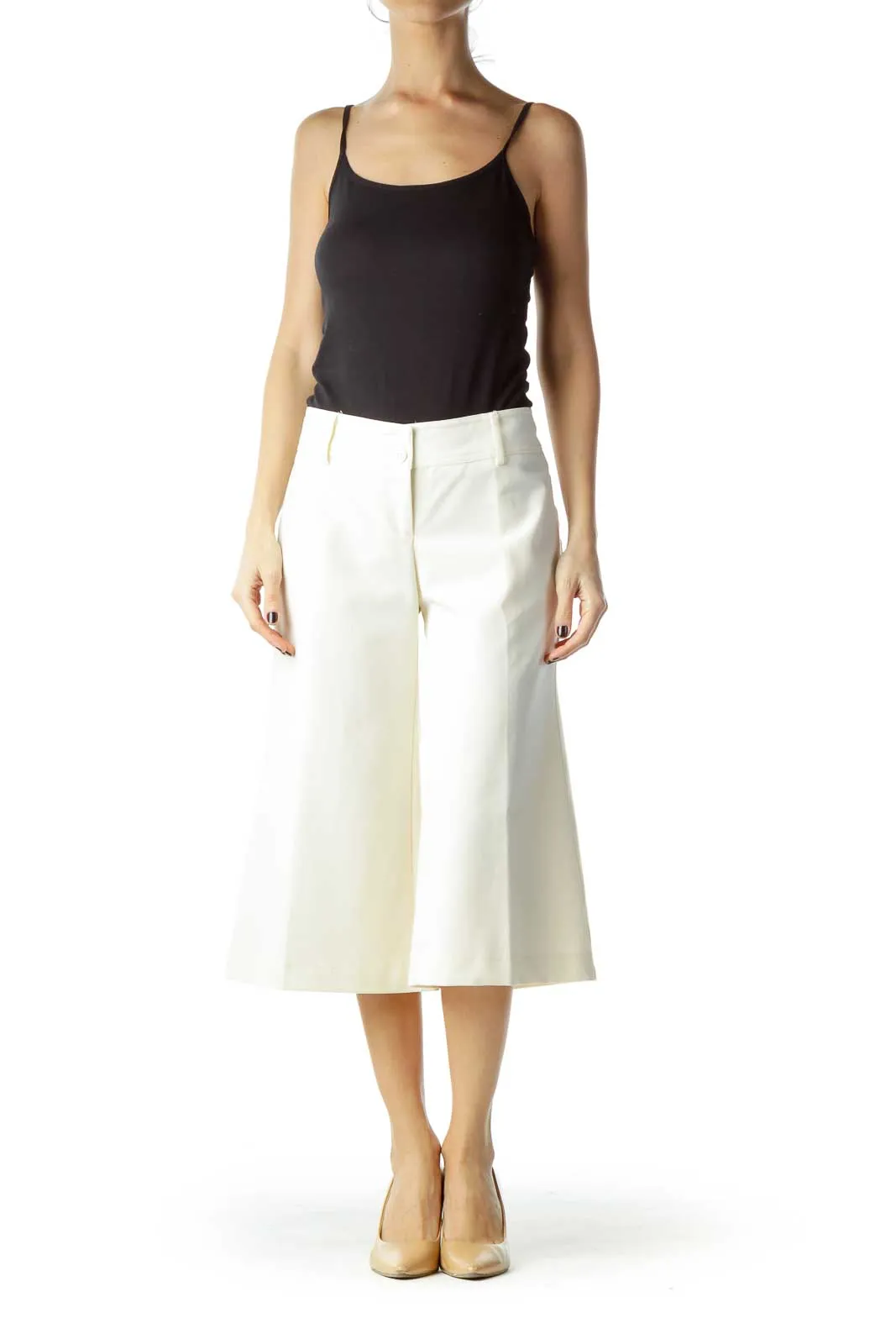 Cream Cropped Slacks