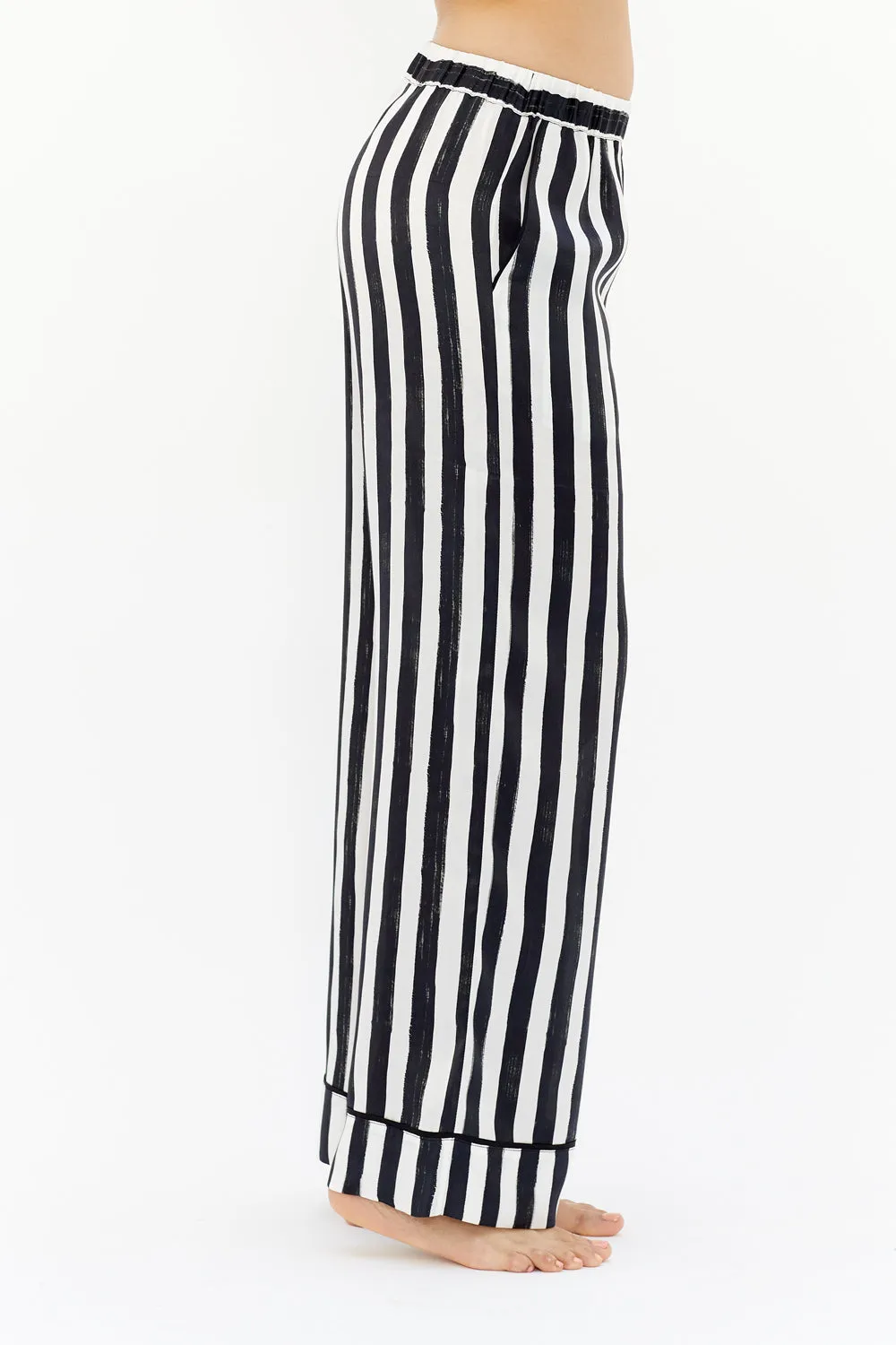 Evie Black Stripe Silk Pyjama Set