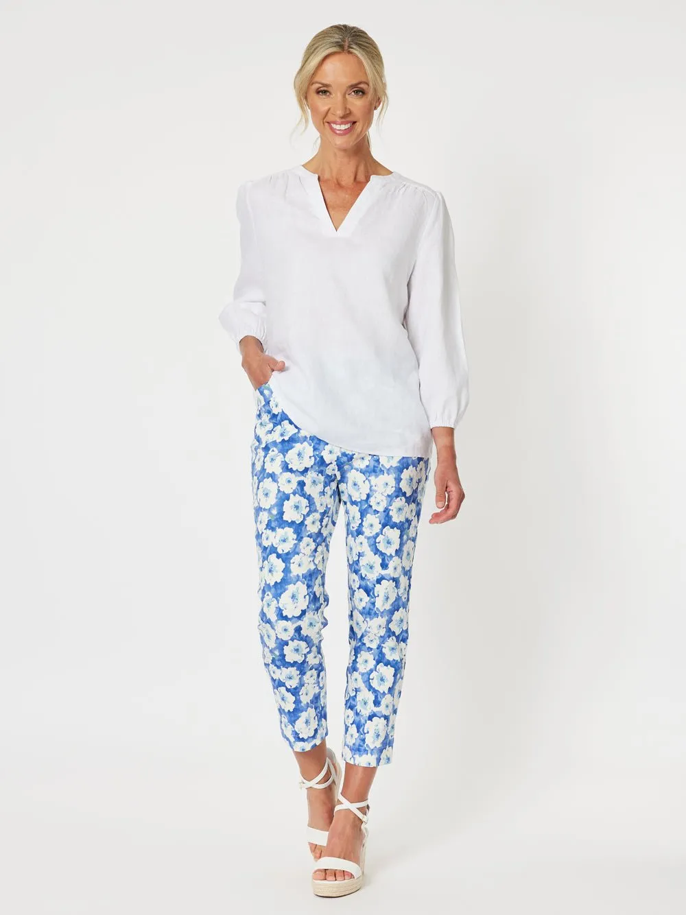 Flowers For Me Floral Pants - Blue