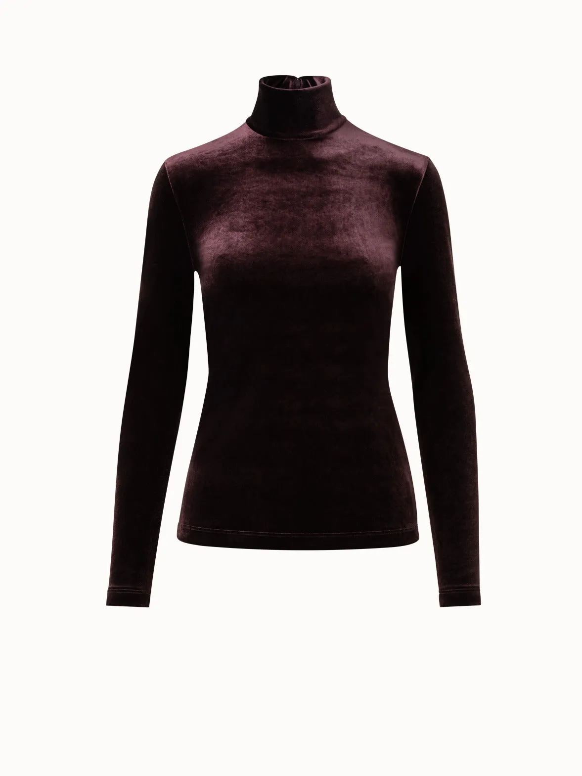 Fluid Velvet Mock Neck Pullover