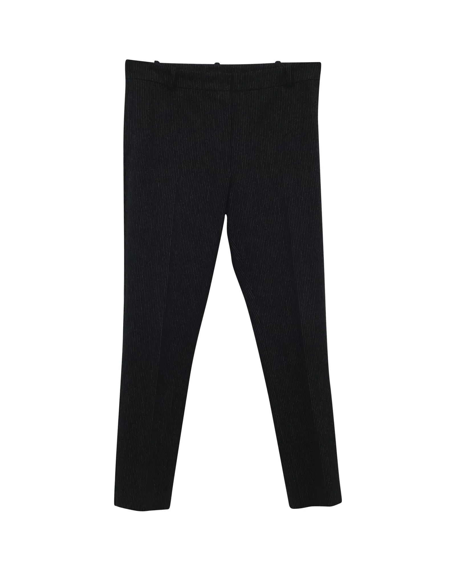 Gab Stretch Pinstripe Trousers in Black Viscose by Joseph