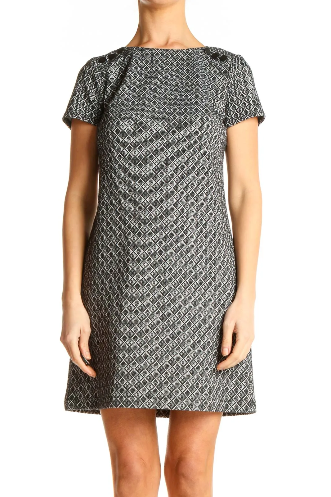 Gray Printed Day A-Line Dress