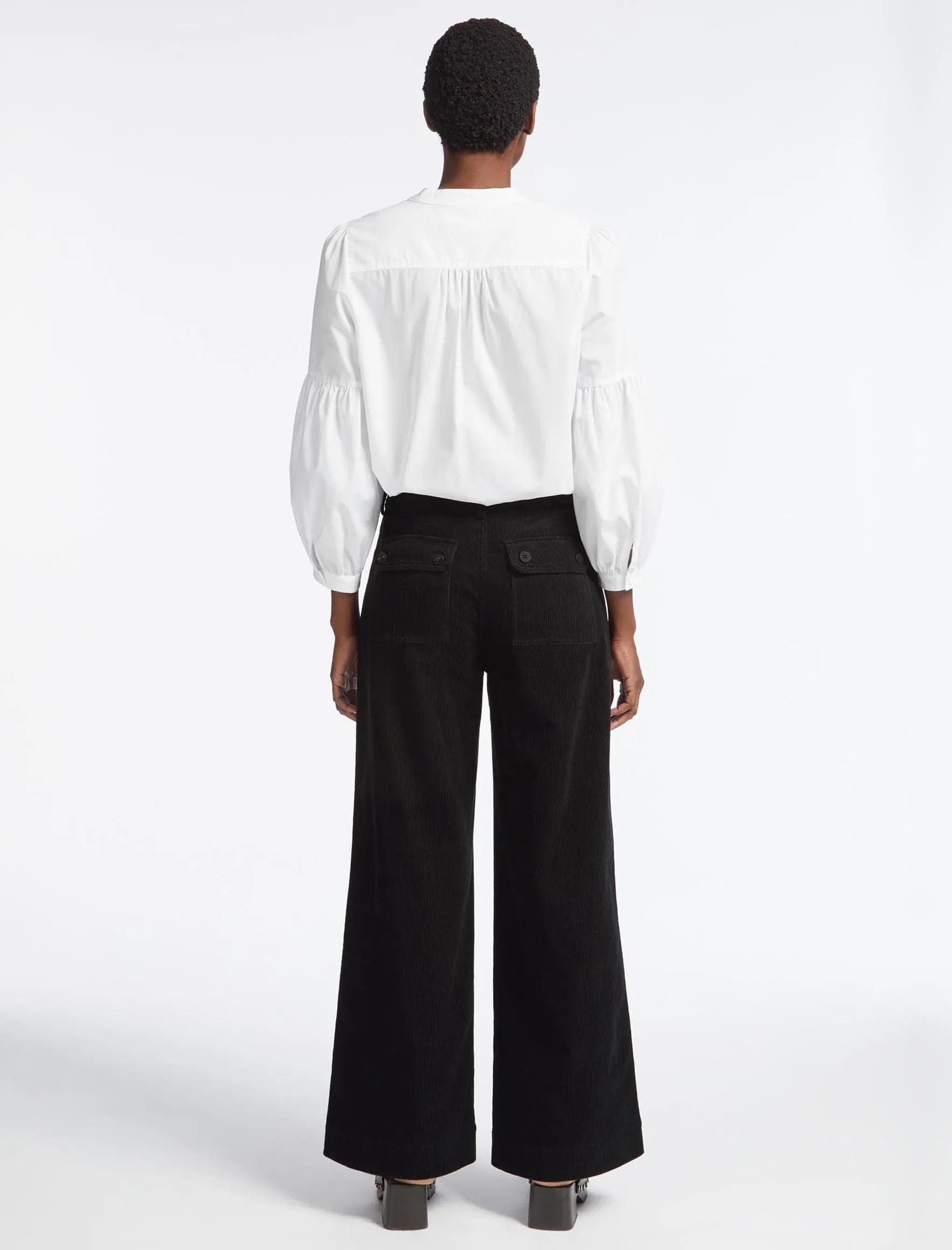 Hayden Corduroy Wide Leg Trouser - Black