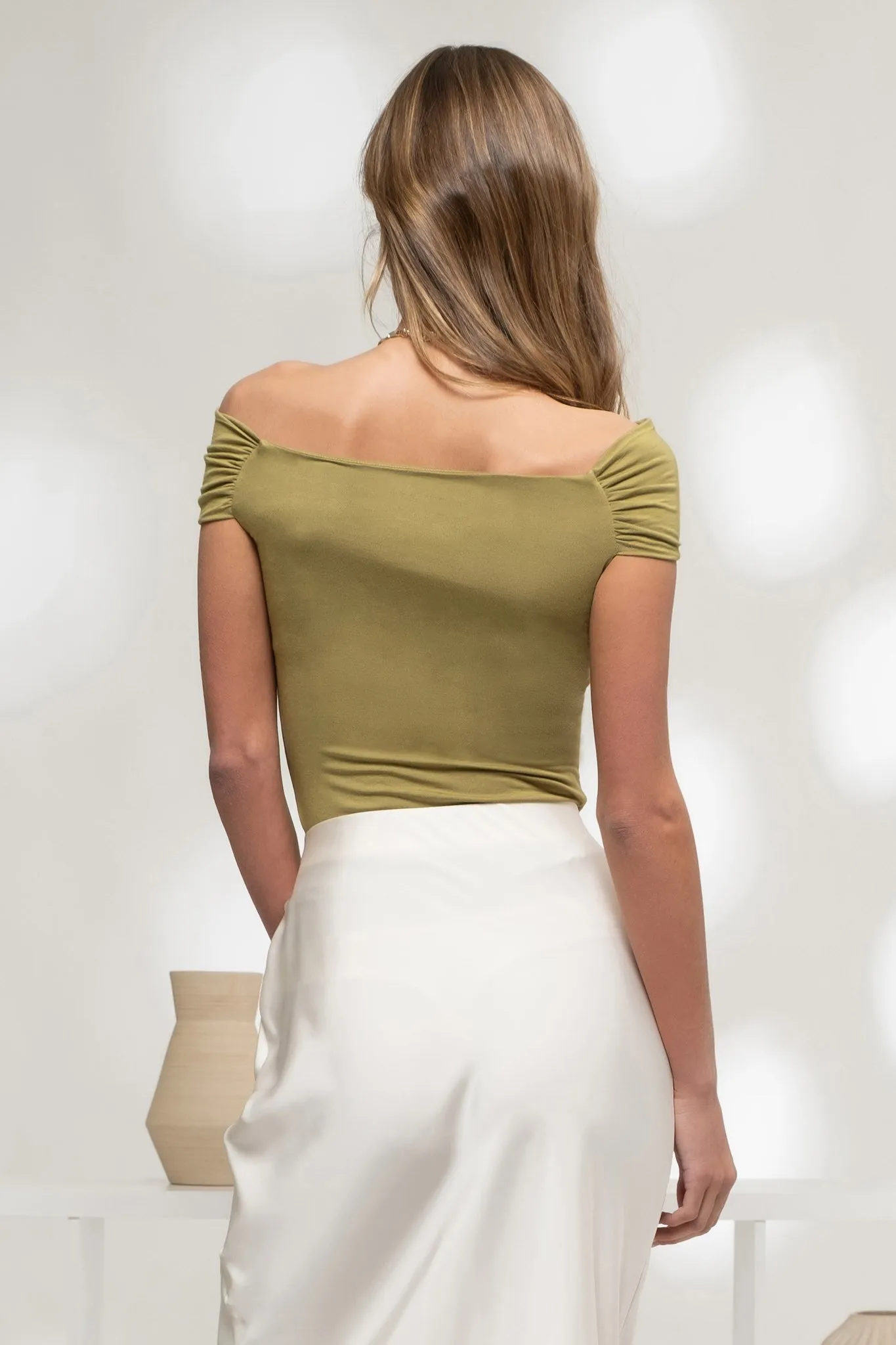 Helena Off Shoulder Top- Oliva