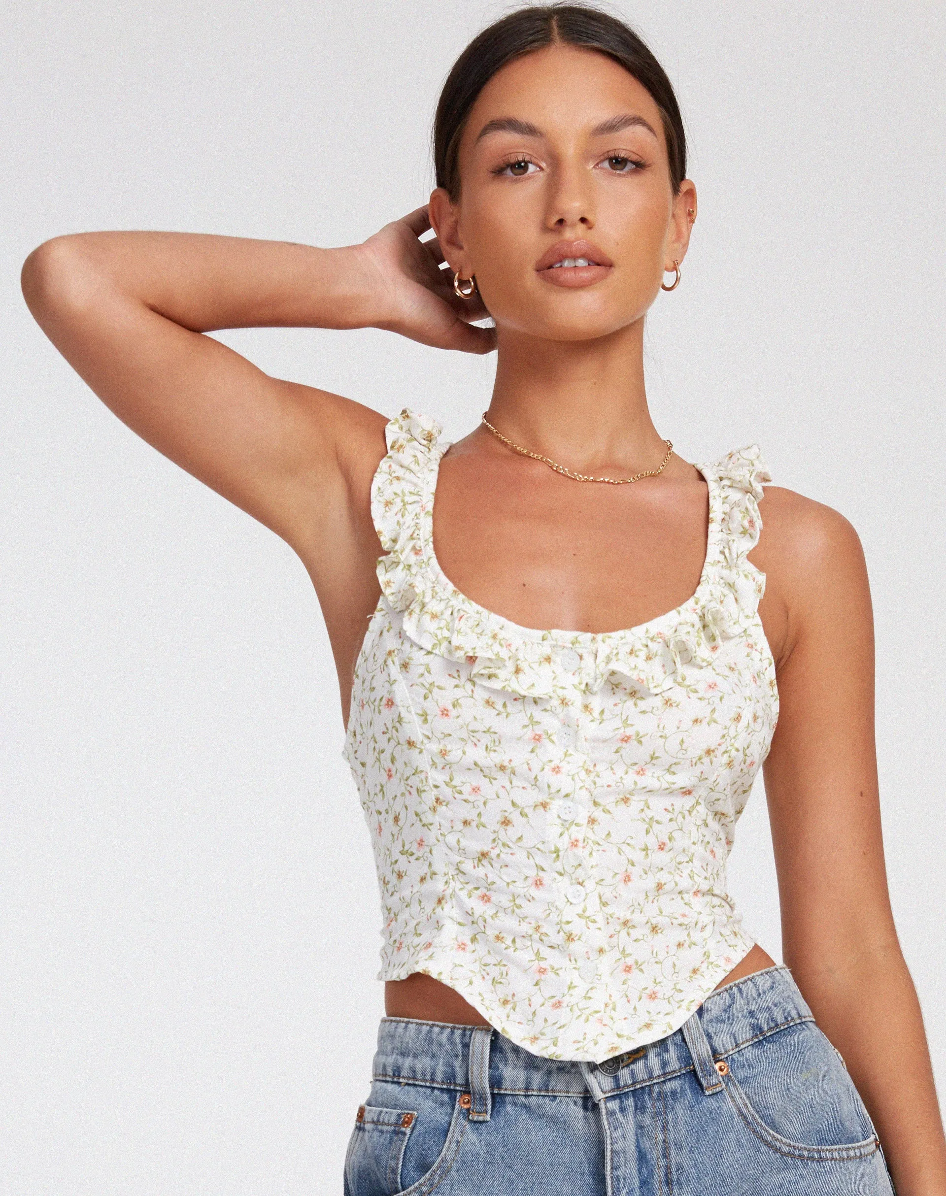 Julka Cami Top in Pretty Petal Ivory