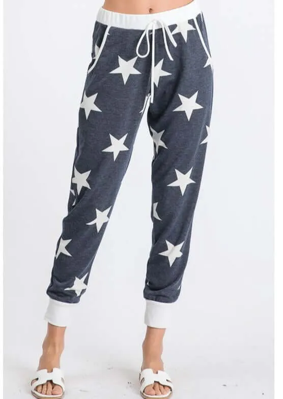 Just Too Cute Star Print Joggers