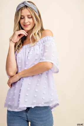 Lilac Pom Off the Shoulder