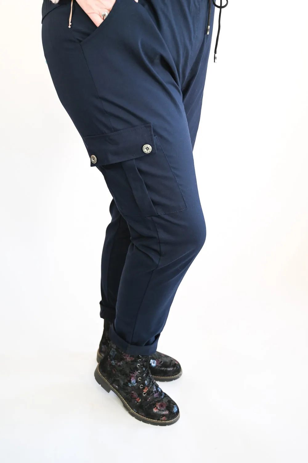 Magic Stretch Cargo Trousers - Curve | Navy