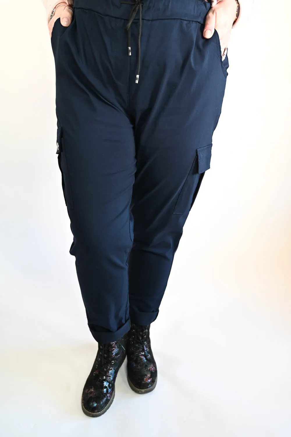 Magic Stretch Cargo Trousers - Curve | Navy