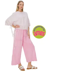 Mineral Wash Wide Leg Cropped Pants