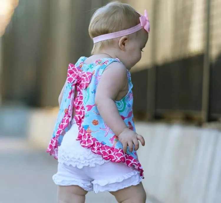 NEW AnnLoren - Toddler & Big Girls White Ruffle Butt Shorts 6-12 months