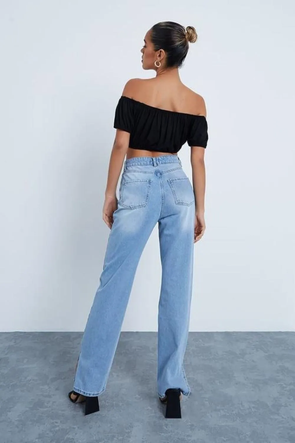 Off Shoulder Black Crop Top