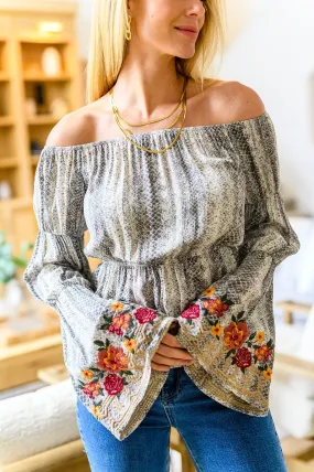 Off Shoulder Embroidered Blouse