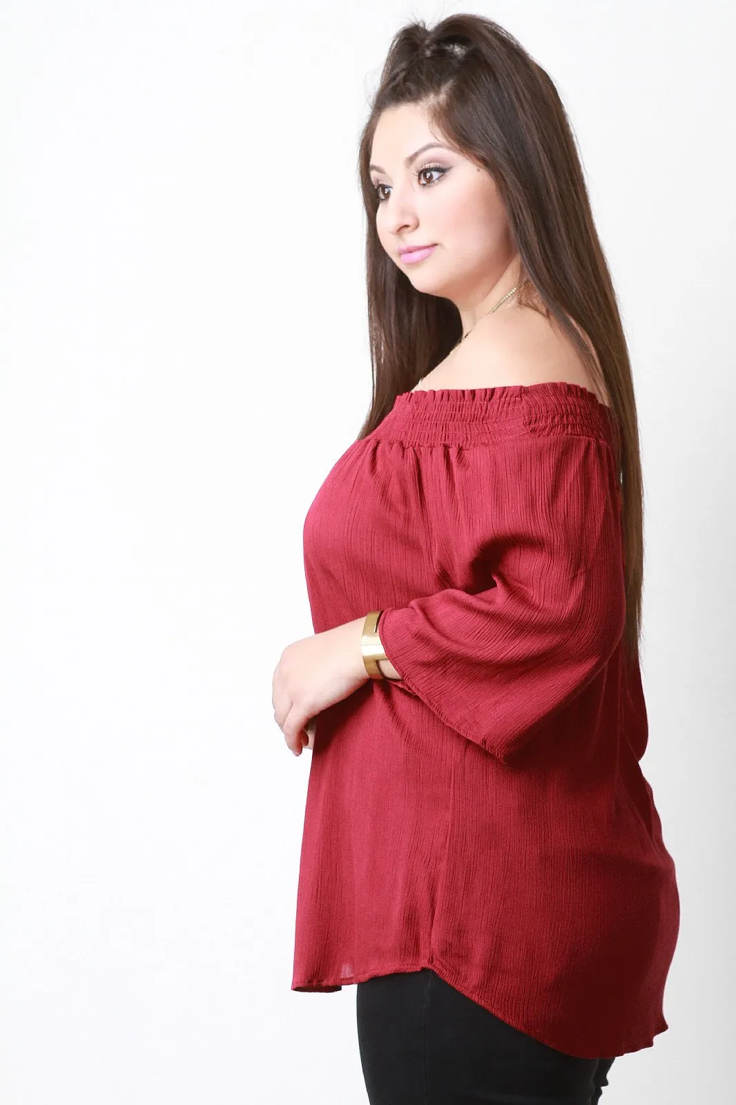 Off the Shoulder Gauze Blouse Top