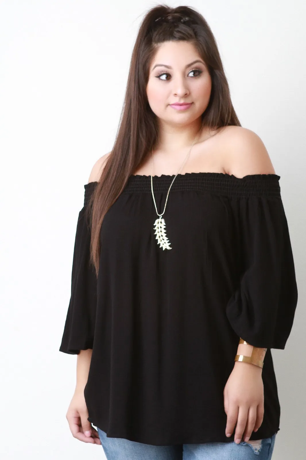 Off the Shoulder Gauze Blouse Top