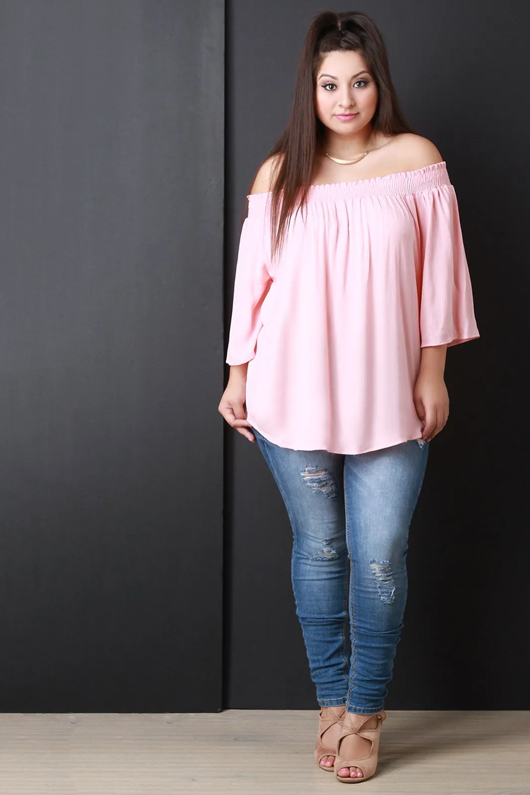 Off the Shoulder Gauze Blouse Top