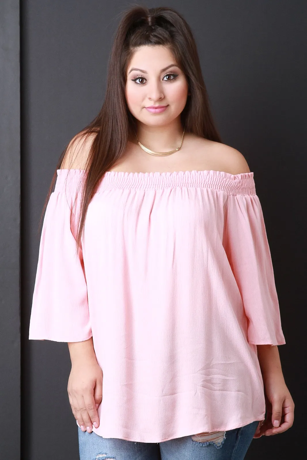 Off the Shoulder Gauze Blouse Top