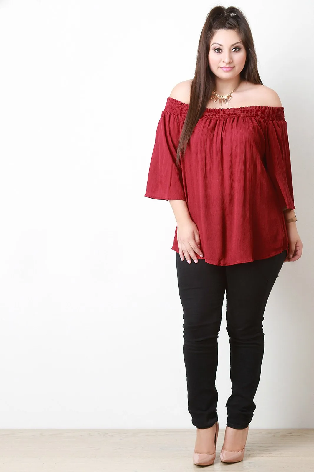 Off the Shoulder Gauze Blouse Top