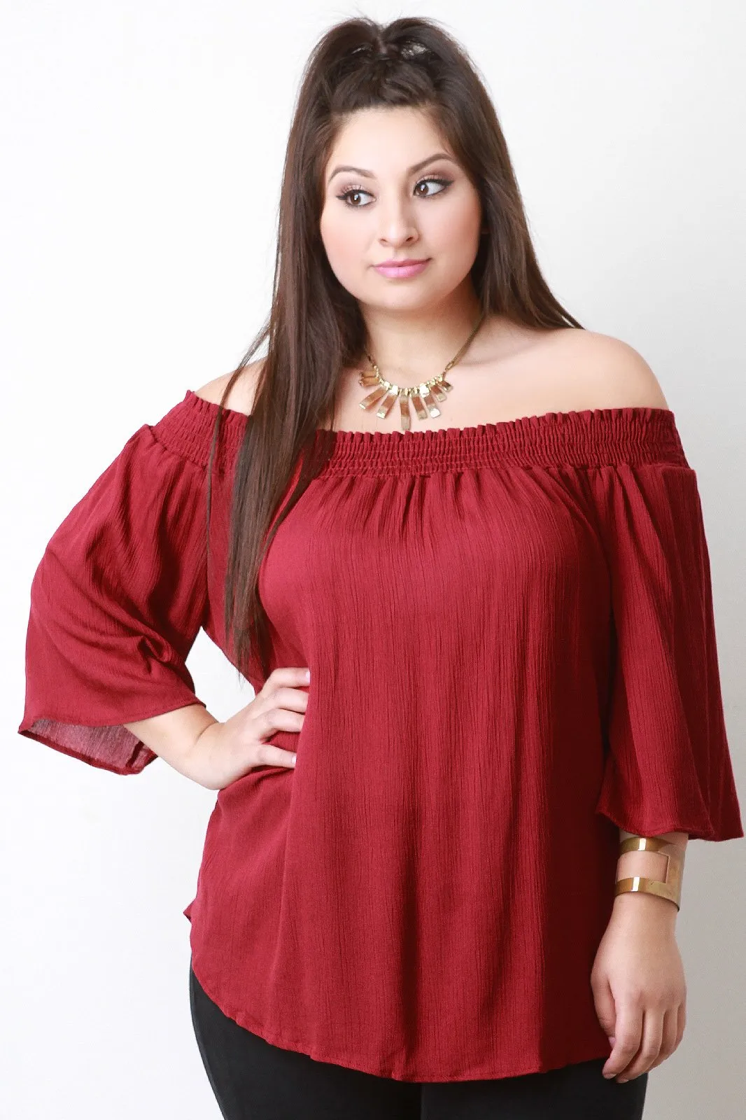 Off the Shoulder Gauze Blouse Top