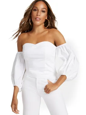 Off-The-Shoulder Poplin Top