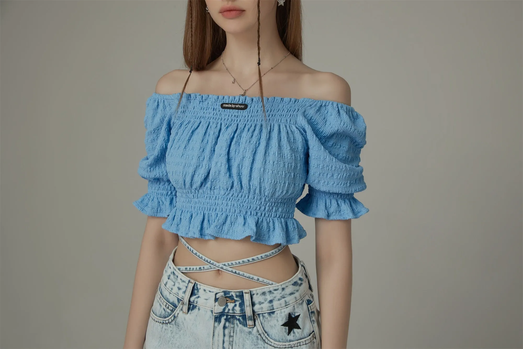 Off The Shoulder Puffed Sleeves Top