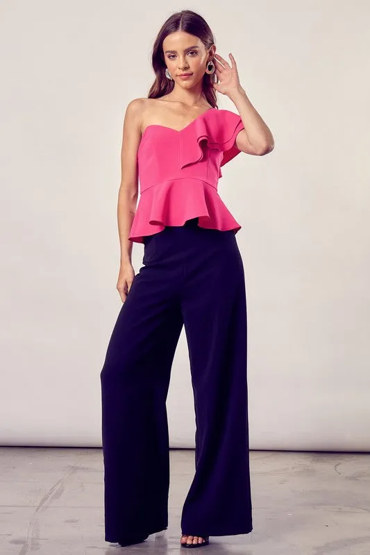 One Shoulder Ruffle Peplum Top -  Online Exclusive