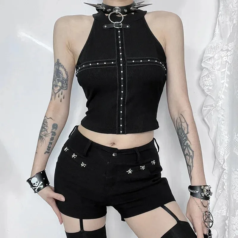 Punk Streetwear Off Shoulder Crop Top