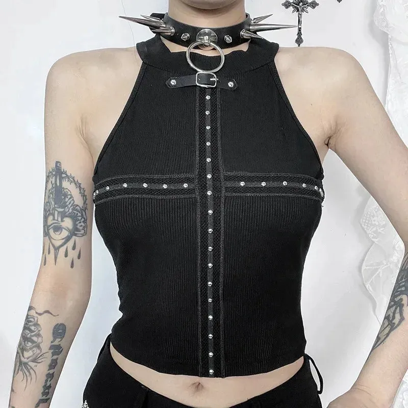 Punk Streetwear Off Shoulder Crop Top