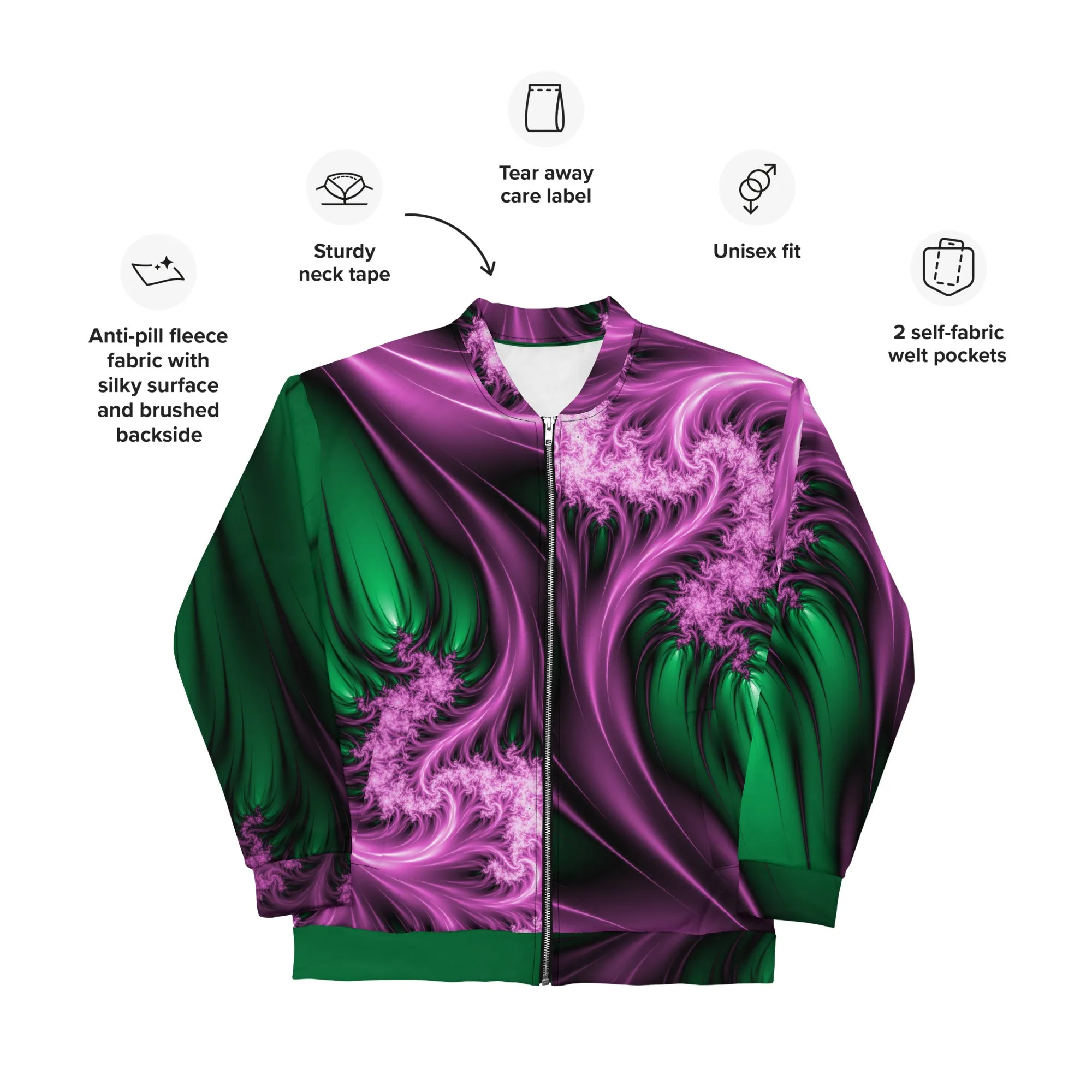 "Aurora Whispers Arctic Chic" Collection - Unisex Designer Bomber Jacket