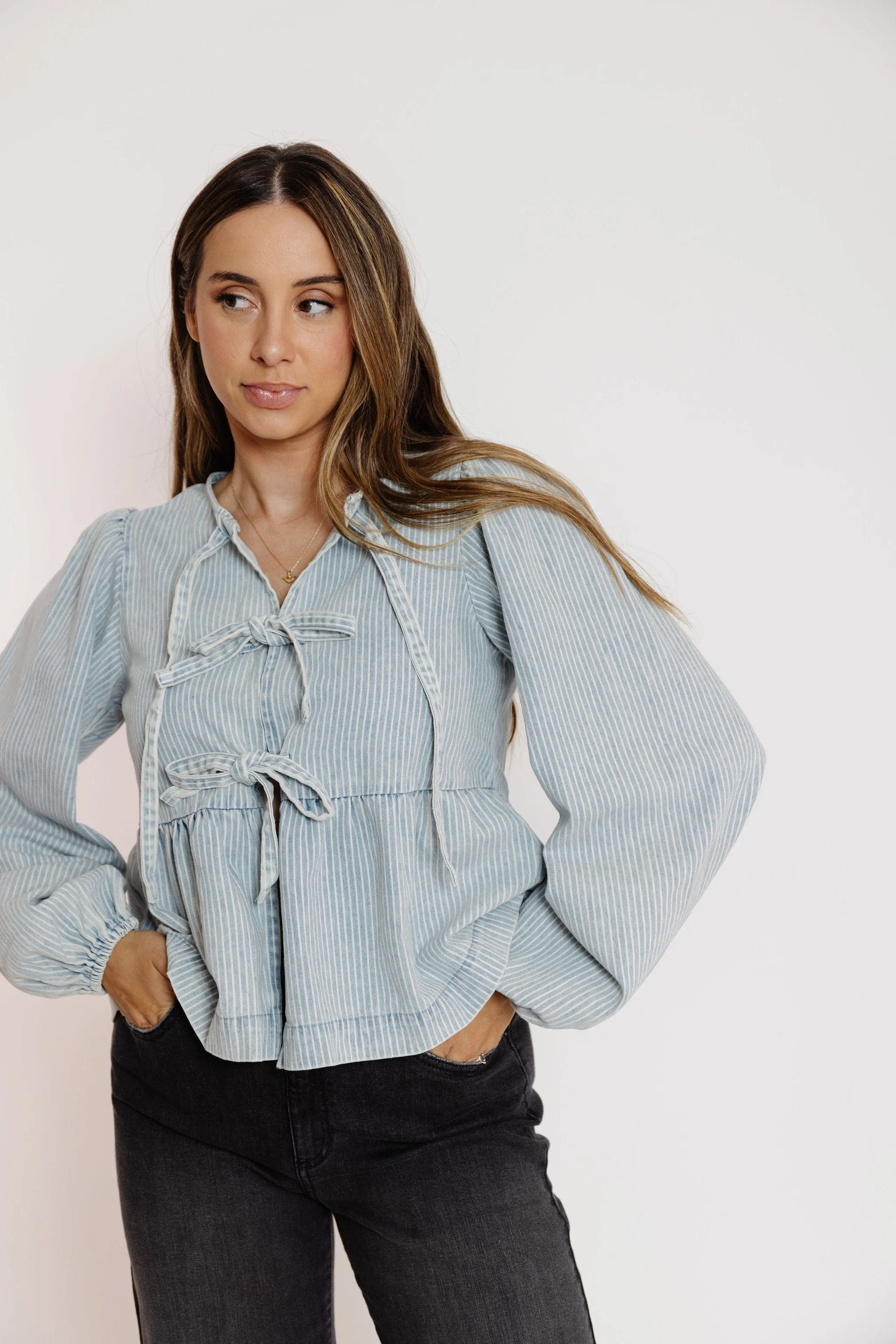 Ramsey Blouse in Denim Stripe