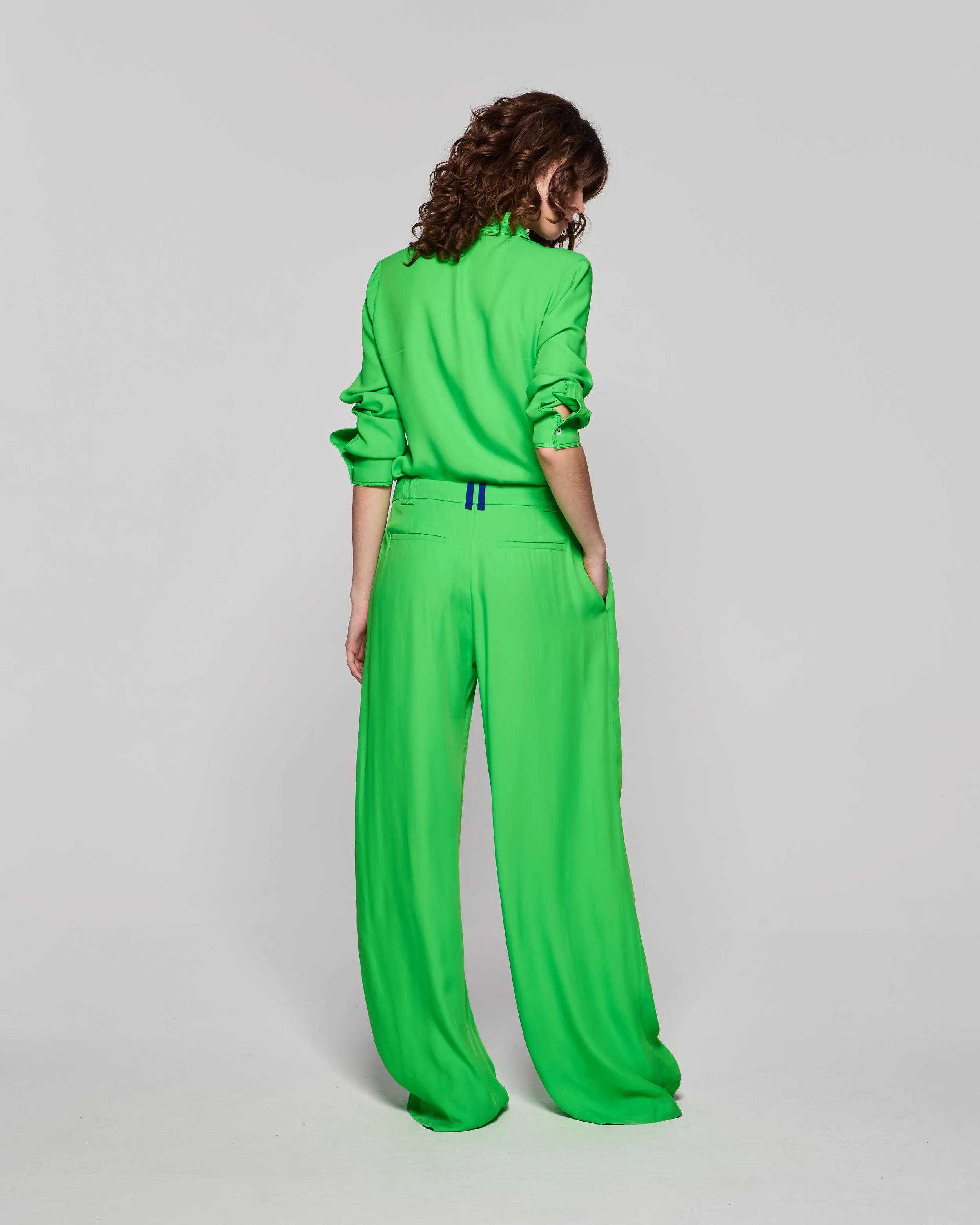 Relaxed Wide Leg Trouser - Bright Green